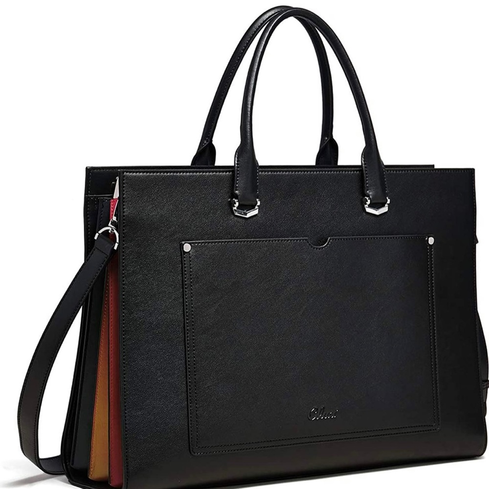 CLUCI Leather Briefcase for Women Laptop 15.6 Inch